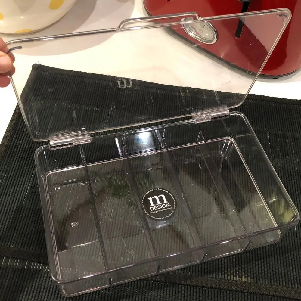 USA Made MDesign Clear Plastic Hinged 5-Part Organizer Great, Unused Condition‎